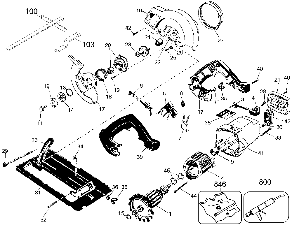 Exploded Diagram A Diagram and Parts List for 3026-43 Type 1 Black and Decker Circular Saw